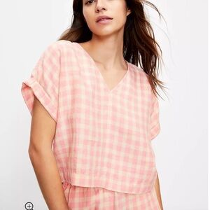 Lou & Grey Linen V Neck Top (M)